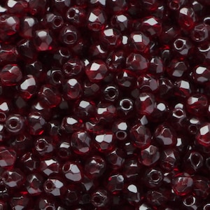 100 Stück Granat Rot 3 mm Tschechische feuerpolierte Glasperlen Runde Glas Kleine Polierte Facettierte Dunkel Rot Kleine Tschechische Glas Facettenperlen Rund