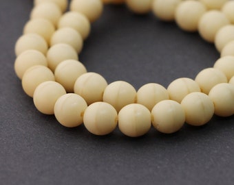 50pcs Matte beige Ivory 6mm Czech Glass Round Beads 6mm Smooth Round Beads frosted Beige