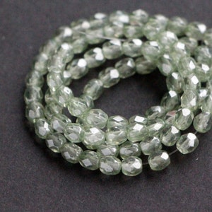 50pcs Shine Green Czech Glass Bead 4mm Fire Polished beads 4mm Green Faceted Beads 4mm round green