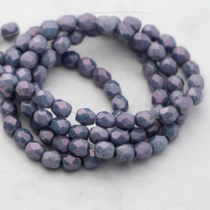 50pcs Blue Golden Amethyst 4mm Czech Glass beads 4mm Fire Polished Glass Faceted Round Beads 4mm lilac