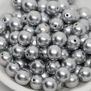 30pcs Matte Silver Glass Round Beads 8mm Czech Glass Beads 8mm Smooth Round Beads Metallic Aluminum frosted