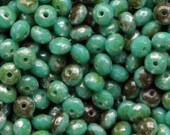 50 pezzi di perline rondelle color turchese antico argento 3 x 5 mm perline ceche lucidate a fuoco 5 x 3 mm perline sfaccettate piccole perline rondelle distanziatrici Picasso