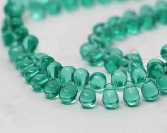 50pcs teal teardrops 4x6mm Czech Glass Beads Tiny Drops Czech Teardrops Beads Briolette Glass Beads teal green