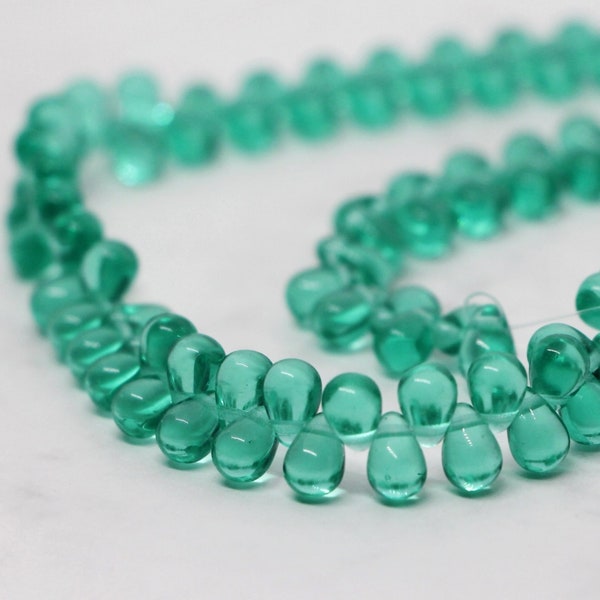 50pcs teal teardrops 4x6mm Czech Glass Beads Tiny Drops Czech Teardrops Beads Briolette Glass Beads teal green