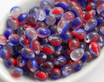 25pcs Glass teardrops 5x7mm Mix Red Blue Crystal Czech Glass Beads Tiny Drops Mixed color Briolette Bead