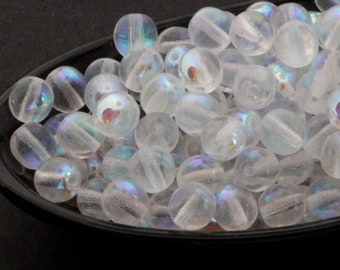 50pcs Rainbow Crystal 6mm Round Czech Glass Beads 6mm Smooth Round Beads transparent clear ab