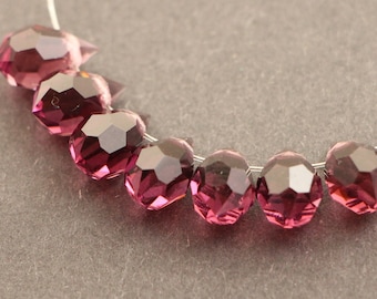5pcs Crystal pendants 6x10mm Amethyst Preciosa Czech Crystal Drop briolette Purple