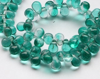 50pcs Small green mix Czech teardrops 4x6mm Crystal Emerald Czech Glass Drop Beads