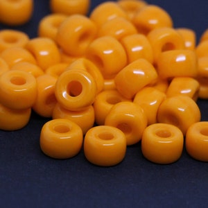 20pcs Orange Pony beads 3mm large hole Roller beads 9x6mm Czech Glass Beads round big spacer beads image 2