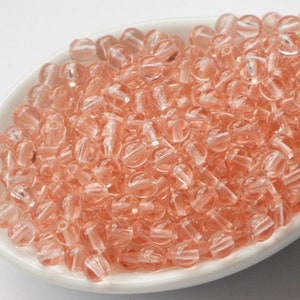 100pcs Rose Pink Smooth Round Beads 4mm Czech Beads 4mm Tiny Round Beads Rosaline beads 4mm pink