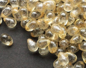 25pcs Golden Czech glass drop beads 5x7mm Czech Teardrops Golden Drops Briolette