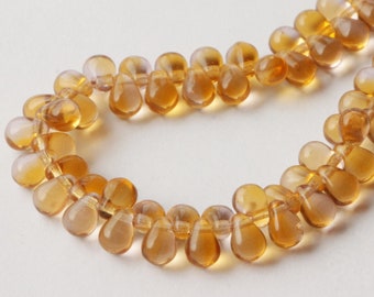 50pcs Crystal Topaz Czech glass drop beads 4x6mm gold topaz Czech Glass Beads Tiny Drops Czech Beads Golden Teardrops Beads