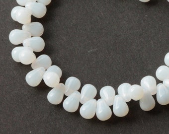 50pcs Opal White Czech Glass drop Beads 4x6mm moonstone teardrops Tiny Drops Opalite Beads Milky White