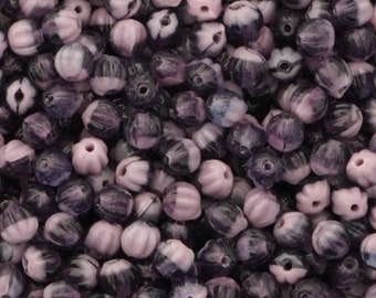 50pcs 4mm Czech Glass Beads, Mixed color purple lilac tanzanite mix, Melon shape Czech glass spacer beads