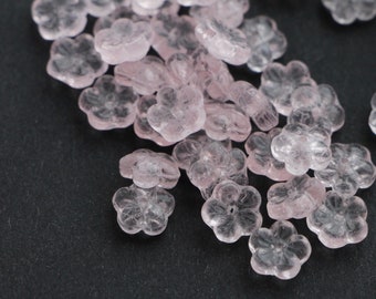 20pcs Rosaline Flower cap beads 8mm Czech glass flower bell floral beads pink rose 5 petals flower beads