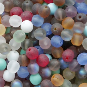 50 pcs 6 mm Perles de verre tchèque toutes couleurs 6 mm Perles rondes lisses 6 mm Perles givrées Mélanges de verre de mer Mat