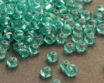 50 pezzi 3 x 5 mm Perline Rondelle Verde Acqua Perline Ceche Lucidate a Fuoco Perline Piccole Sfaccettate 5 x 3 mm Perline Rondelle Distanziatrici Acquamarina