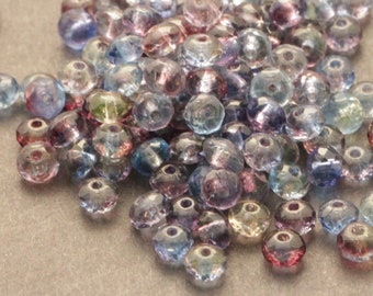 50pcs Mix Purple Blue Yellow Rondelle Beads 3x5mm Czech Fire Polished Beads 5x3mm Small Rondo Faceted Beads Spacer Bead