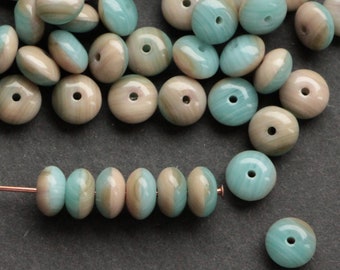 50pcs Mix Grey Blue Rondell Wafer beads 4x7mm Spacers Disk Czech Glass Donut Beads discs beads