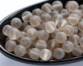 50pcs Matte Smoked Topaz Round Beads 6mm Czech Glass Beads 6mm Smooth Round Beads Frosted Beads light brown