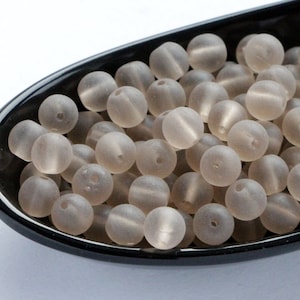 50pcs Matte Smoked Topaz Round Beads 6mm Czech Glass Beads 6mm Smooth Round Beads Frosted Beads light brown