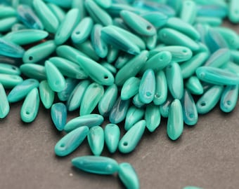 50psc mixed color teal green DAGGER Beads 3x11mm DIY Czech Glass Beads For Jewelry Making Bead Perles Perlen Perline