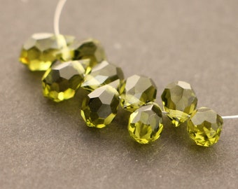 5pcs Crystal briolette pendants 6x10mm Olivine Preciosa Czech Crystal Drop teardrops green khaki