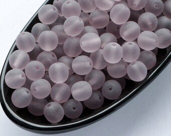 50pcs Matte Light Amethyst Round Beads 6mm Czech Glass Beads 6mm Smooth Round Beads Frosted Lilac Lavender Round Purple