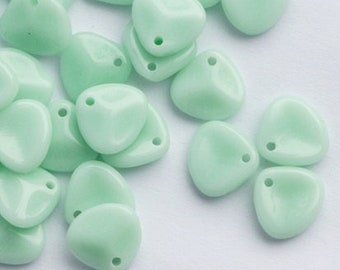 30pcs 8x7mm Czech Flower Rose Petal Beads Opaque Mint Green Light Green Pale Turquoise Green rose leaf