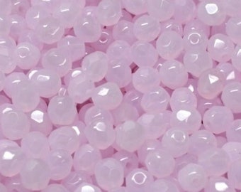 50pcs Opal Milky Pale Rink 4mm Czech Glass Fire Polished Beads Light Rose polish bead 4mm