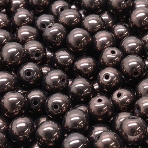 50pcs Brown Bronze Round Beads 6mm Czech Glass Beads 6mm Round Beads Metallic Brown