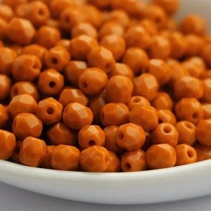 50pcs Terracotta Brown 4mm Czech Fire Polished Glass Faceted Round Beads 4mm Terra Cotta Brown image 7