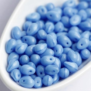 50pcs Blue Glass teardrop beads 4x6mm Czech Glass Drops Beads sapphire coral blue fringe beads