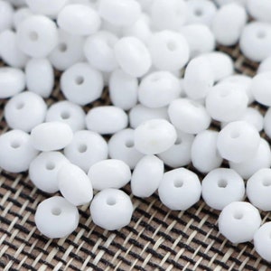 50pcs White Rondelle Beads 2x3mm Czech Fire Polished Beads 3x2mm Faceted Beads Rondelle small