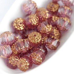 15pcs Crystal Cathedral bead 8mm Czech Glass Beads with golden ends fire polished bead 8mm facet glass cathedral beads