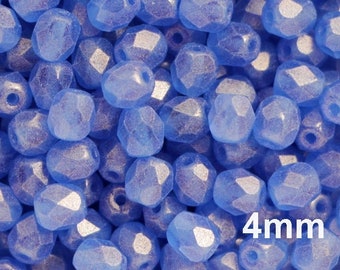 50pcs Golden Suede Sapphire 4mm Czech Fire Polished Glass Beads 4mm Round Tiny Polish Beads Matte Blue Golden Facet Glass Round Beads