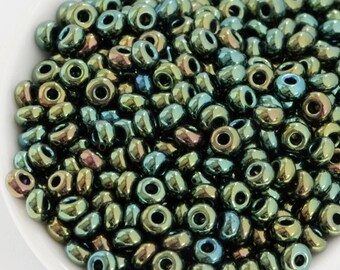 40g 6/0 size Czech Seed Beads Rocailles iris green seed bead Rocaille 4mm metallic rainbow green