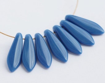 20pcs Blue Daggers beads 16mm Czech Glass Dagger 5x16mm Brilliant Blue Dagger Beads for JEWELRY