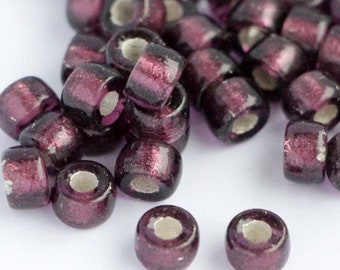 30pcs Silver Line Amethyst Pony beads 6x4mm large hole 2mm Roller beads Czech Glass Beads round big spacer beads