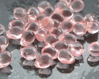 5x7mm Pink Drops (25pcs) Czech Glass Beads Teardrops Briolette Rosaline Glass Drop Beads