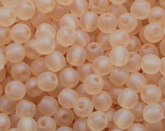 100pcs Matte Champagne 3mm Czech Druk Beads Tiny Round Glass Beads Beige 3mm Smooth round bead