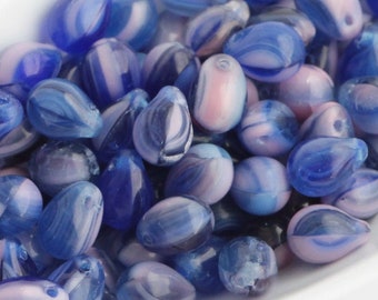 25pcs Blue Pink Teardrops 5x7mm Czech Glass Drop Beads Mix Tear drop rose blue small briolette