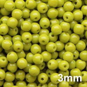 100 Stück Olivine Grüne Perle 3mm Tschechische Glas Gepresste 3mm Kleine Runde Perlen Olivgrün 3mm Glatte Runde Senfgrün Khaki Perle