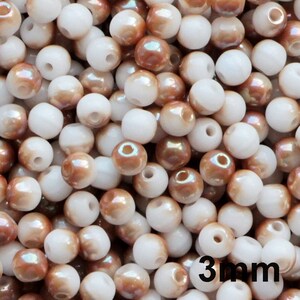 100 Stück Celsian White 3 mm Perlen Tschechische Glasperlen 3 mm Kleine Runde Perlen Glatte Runde