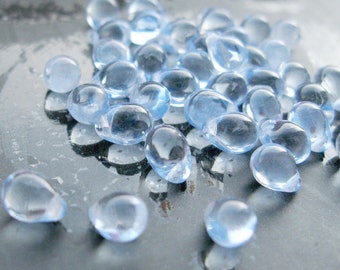 Sapphire Blue Drops 5x7mm (25pcs) Czech Glass Drop Beads Tiny Sky Blue Briolette Beads