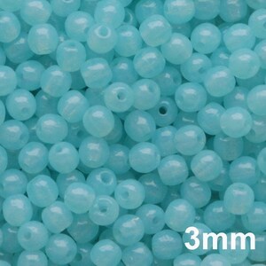 100pcs 3mm Opal Aqua Blue Beads Czech Pressed Beads 3mm Small Round Beads Milky Blue 3mm Smooth round aquamarine opal