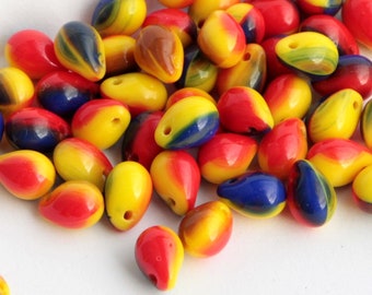 25pcs Mix Blue Red Yellow Glass Drops 5x7mm Czech Glass Teardrop Beads Mixed briolette beads small