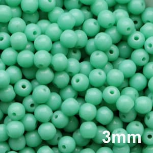 100 Stück Grün-Türkis runde Perlen 3 mm Tschechische Glasperlen 3 mm Kleine Glatte runde Perlen