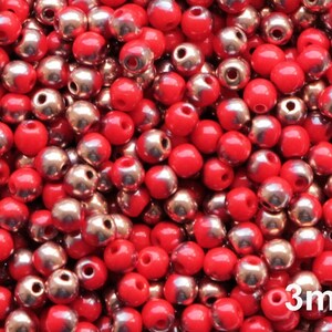 100 Stück Kupferrote Perle 3 mm Tschechische gepresste Perlen 3 mm kleine runde Perlen 3 mm Glatte Runde undurchsichtiges Rot