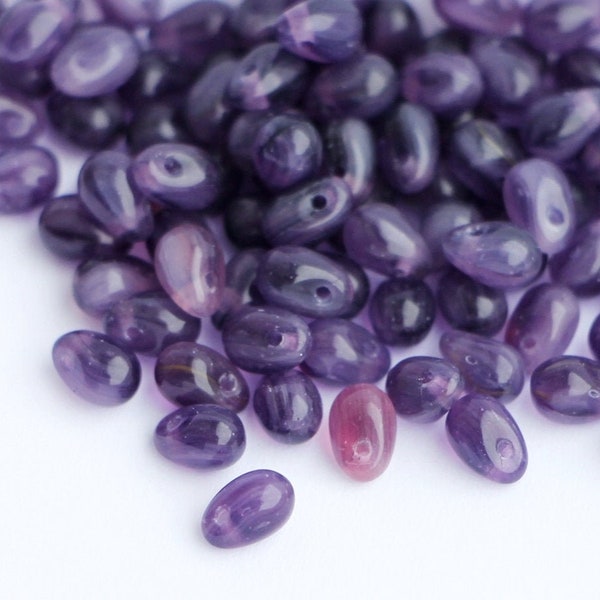 50pcs lilac mini glass teardrops 4x6mm Opal Purple Czech Glass Drop Beads Milky Lavender